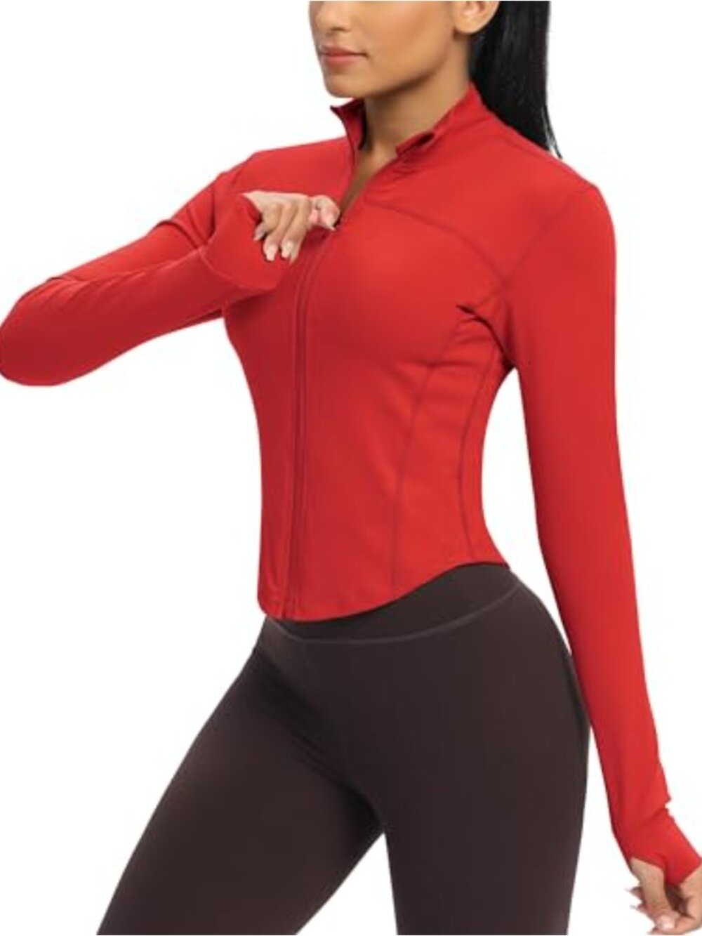 Women's Zip Up Athletic Cropped Jacket Running Yoga Workout